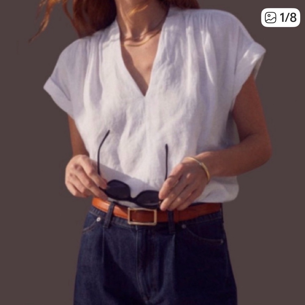 AYR Daybreak Irish Linen Top in White Size XS.
